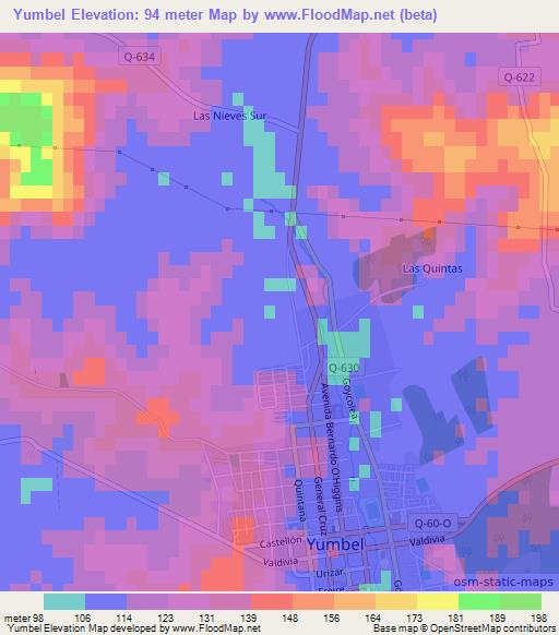 Yumbel,Chile Elevation Map