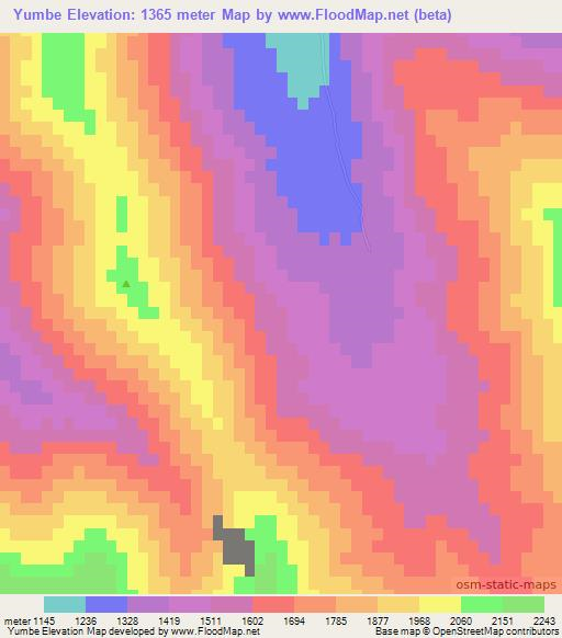 Yumbe,Chile Elevation Map
