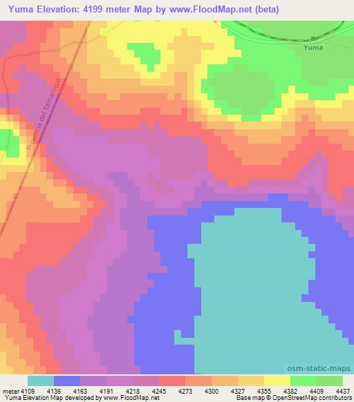 Yuma,Chile Elevation Map