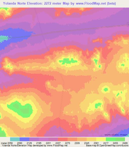 Yolanda Norte,Chile Elevation Map