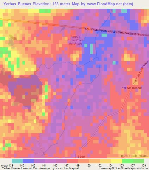 Yerbas Buenas,Chile Elevation Map
