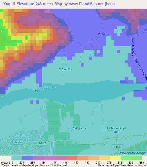 Yaquil,Chile Elevation Map
