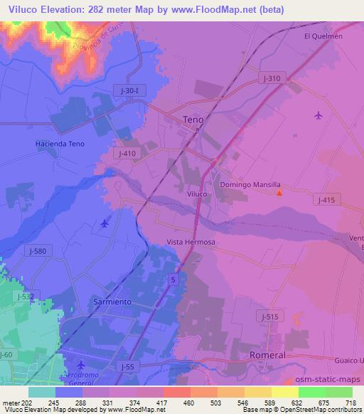 Viluco,Chile Elevation Map