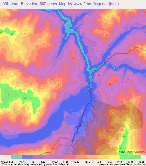Villucura,Chile Elevation Map