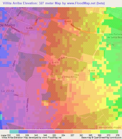 Villita Arriba,Chile Elevation Map