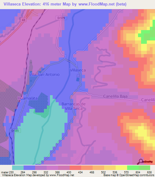 Villaseca,Chile Elevation Map