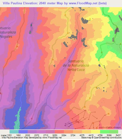 Villa Paulina,Chile Elevation Map