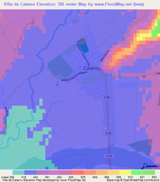 Villa de Catemu,Chile Elevation Map