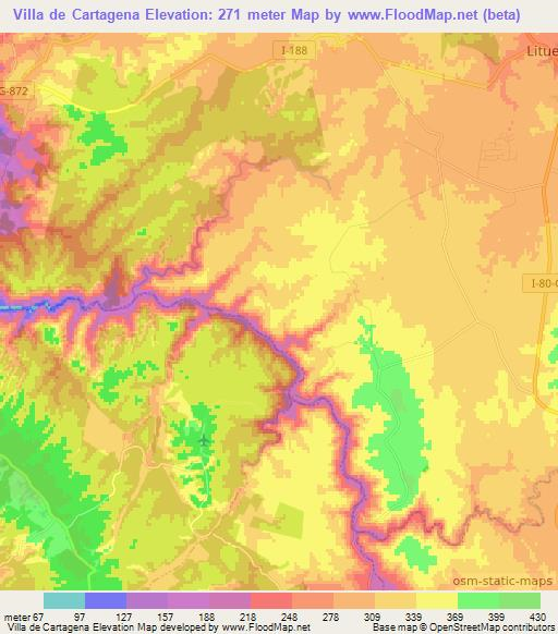 Villa de Cartagena,Chile Elevation Map