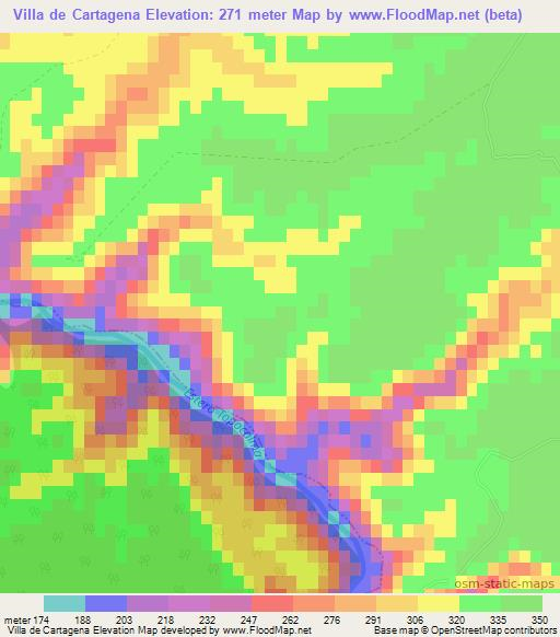 Villa de Cartagena,Chile Elevation Map
