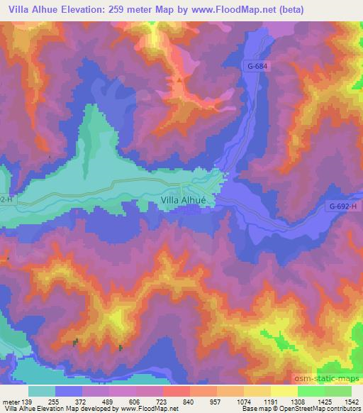 Villa Alhue,Chile Elevation Map