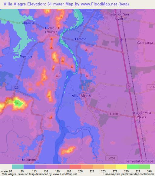 Villa Alegre,Chile Elevation Map