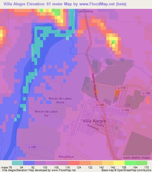 Villa Alegre,Chile Elevation Map