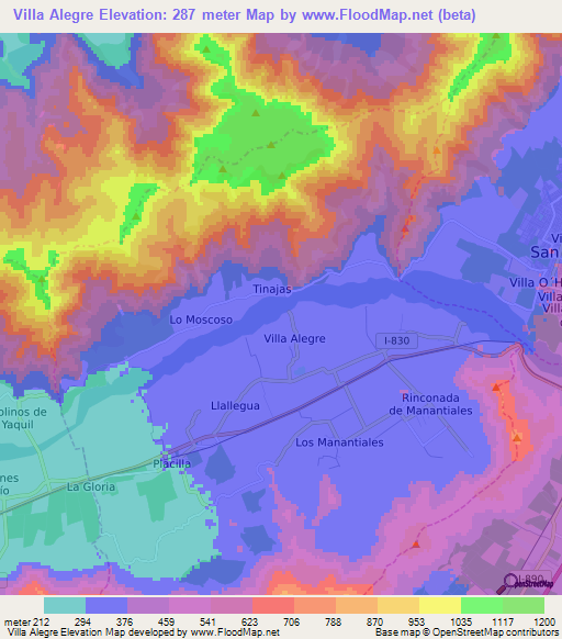 Villa Alegre,Chile Elevation Map
