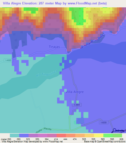 Villa Alegre,Chile Elevation Map