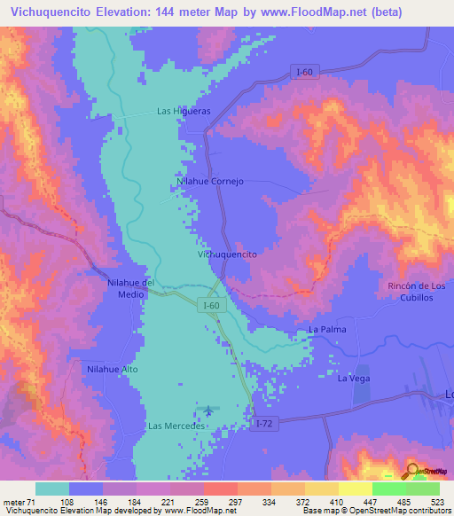 Vichuquencito,Chile Elevation Map