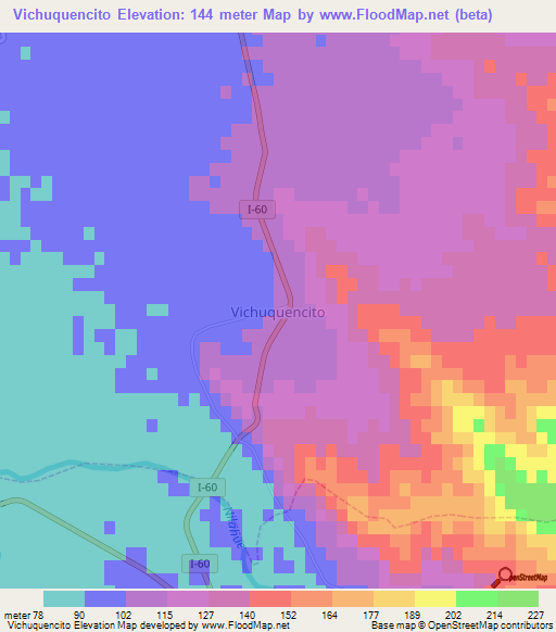 Vichuquencito,Chile Elevation Map