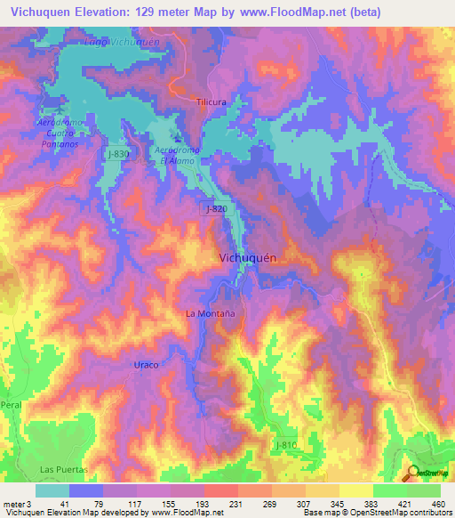 Vichuquen,Chile Elevation Map
