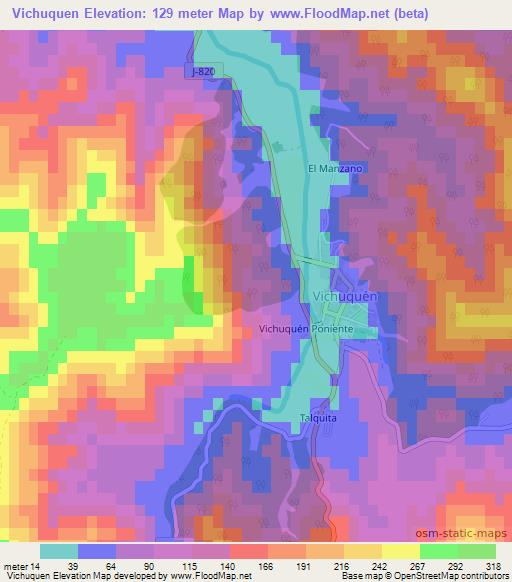 Vichuquen,Chile Elevation Map