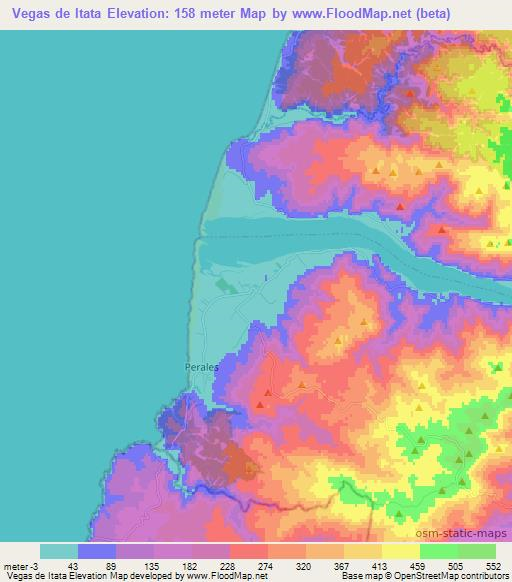 Vegas de Itata,Chile Elevation Map
