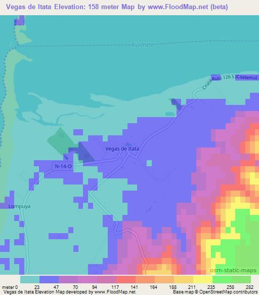 Vegas de Itata,Chile Elevation Map