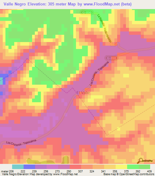 Valle Negro,Chile Elevation Map