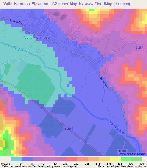Valle Hermoso,Chile Elevation Map