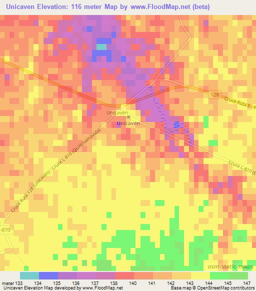 Unicaven,Chile Elevation Map