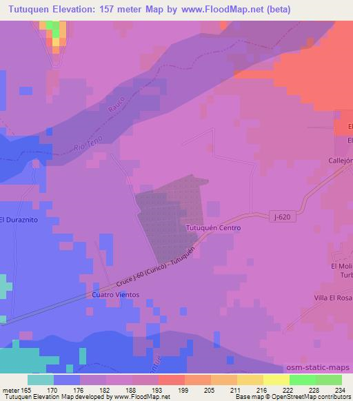 Tutuquen,Chile Elevation Map