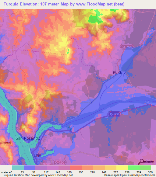 Turquia,Chile Elevation Map