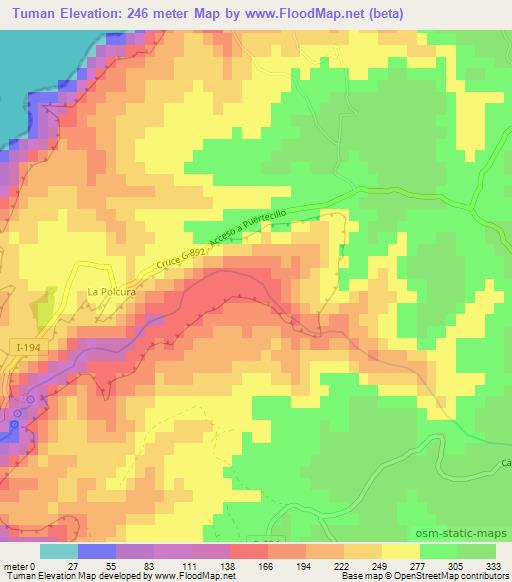 Tuman,Chile Elevation Map