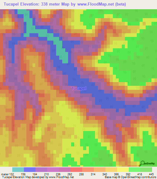 Tucapel,Chile Elevation Map