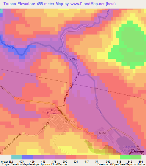Trupan,Chile Elevation Map