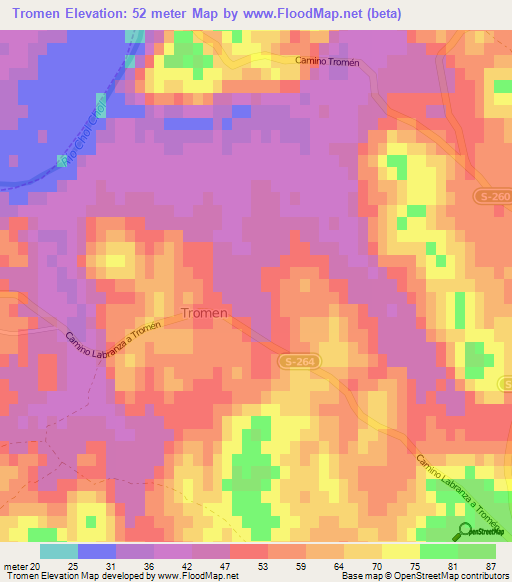 Tromen,Chile Elevation Map
