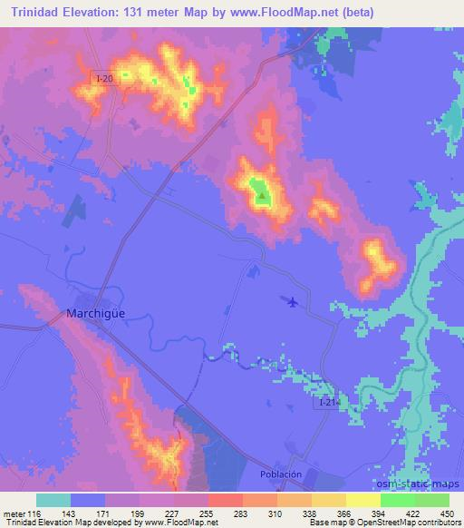 Trinidad,Chile Elevation Map
