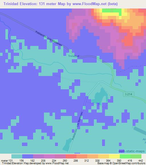 Trinidad,Chile Elevation Map