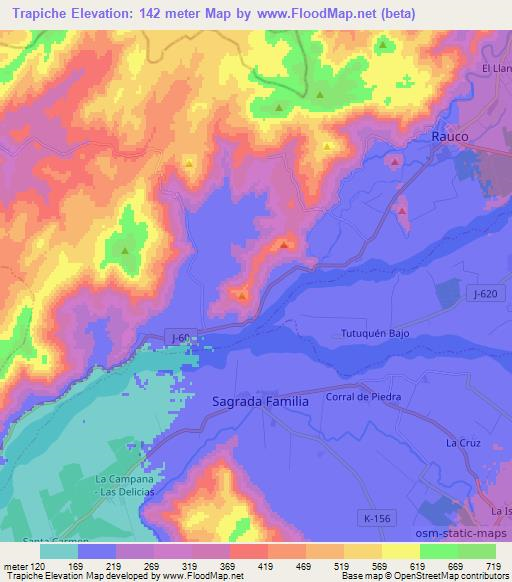 Trapiche,Chile Elevation Map
