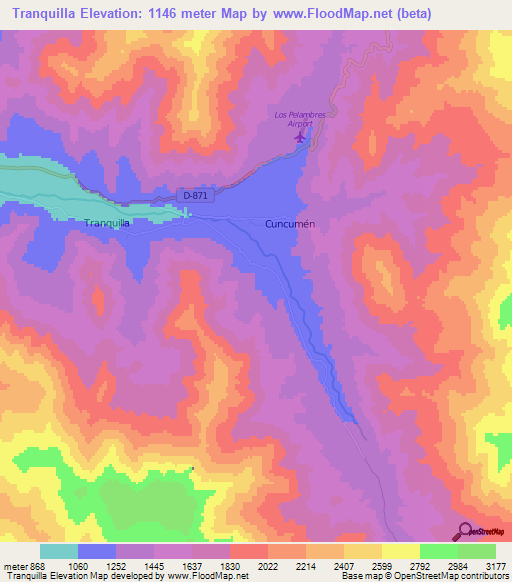 Tranquilla,Chile Elevation Map