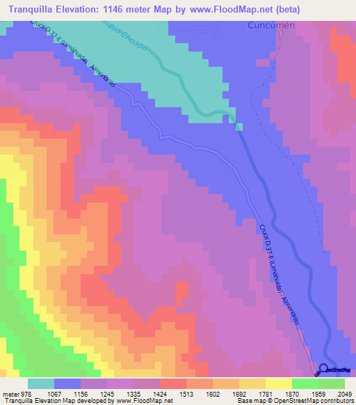 Tranquilla,Chile Elevation Map