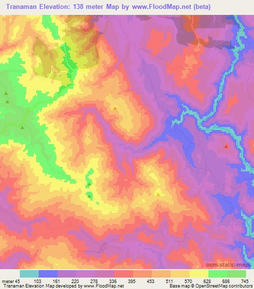 Tranaman,Chile Elevation Map