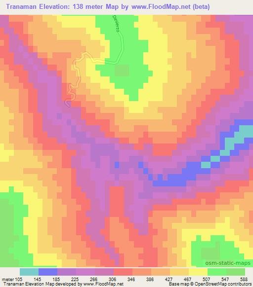 Tranaman,Chile Elevation Map