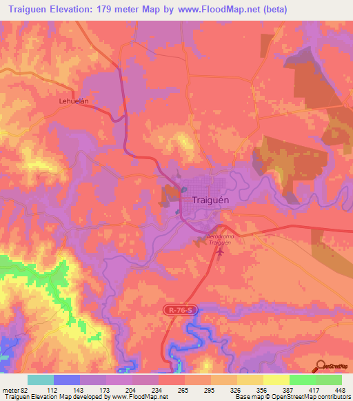 Traiguen,Chile Elevation Map