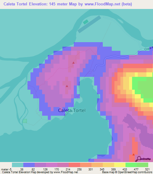 Caleta Tortel,Chile Elevation Map