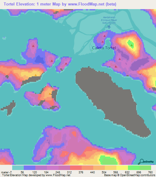 Tortel,Chile Elevation Map