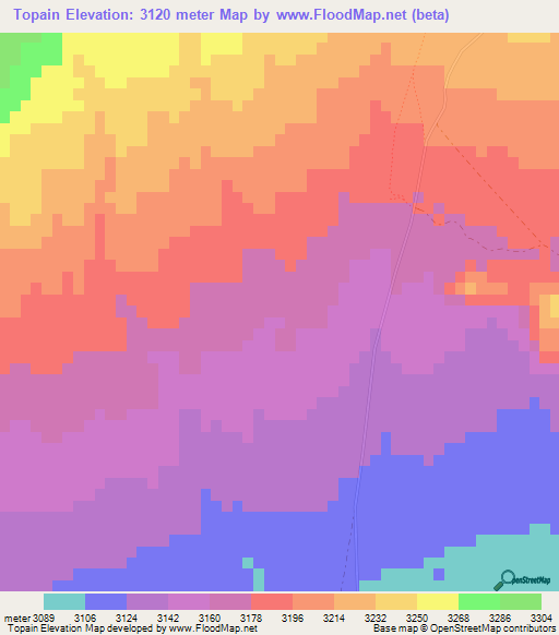 Topain,Chile Elevation Map