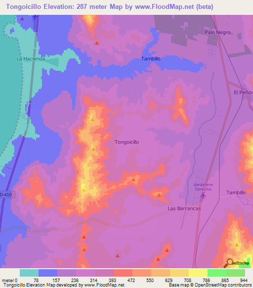 Tongoicillo,Chile Elevation Map