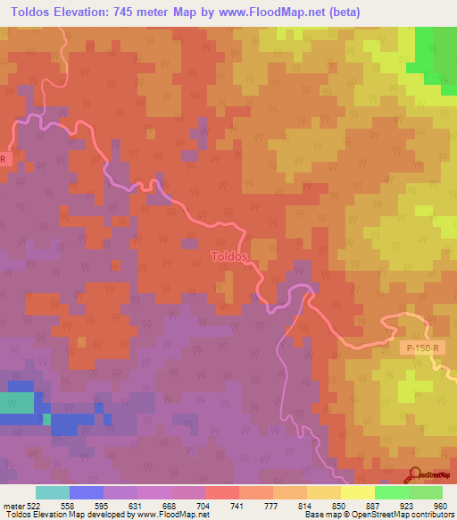 Toldos,Chile Elevation Map