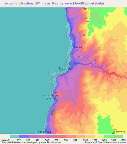 Tocopilla,Chile Elevation Map