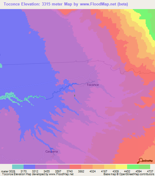 Toconce,Chile Elevation Map