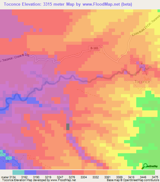 Toconce,Chile Elevation Map